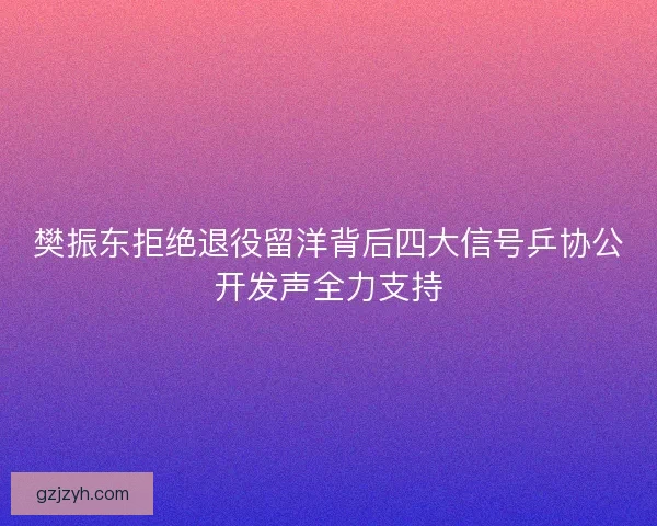 樊振东拒绝退役留洋背后四大信号乒协公开发声全力支持